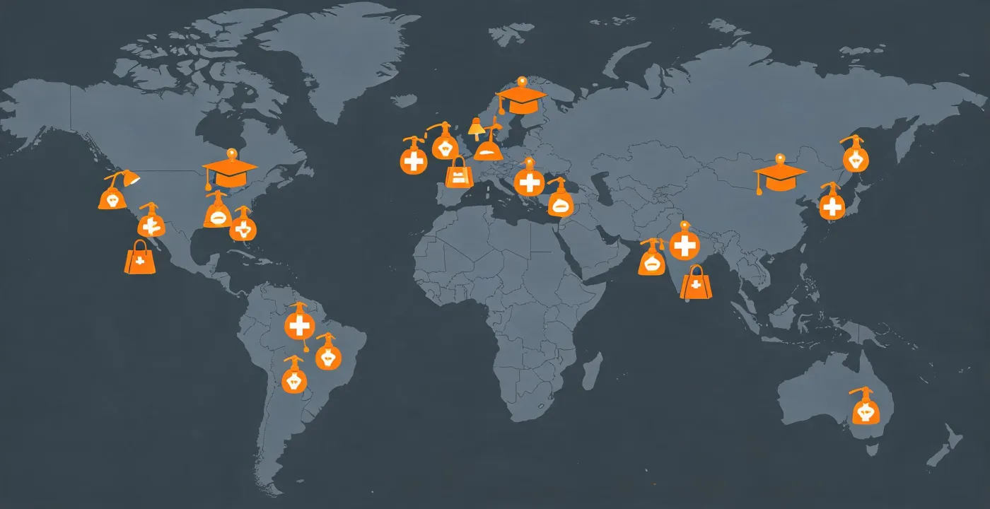 Map of commercial lighting application regions and project types